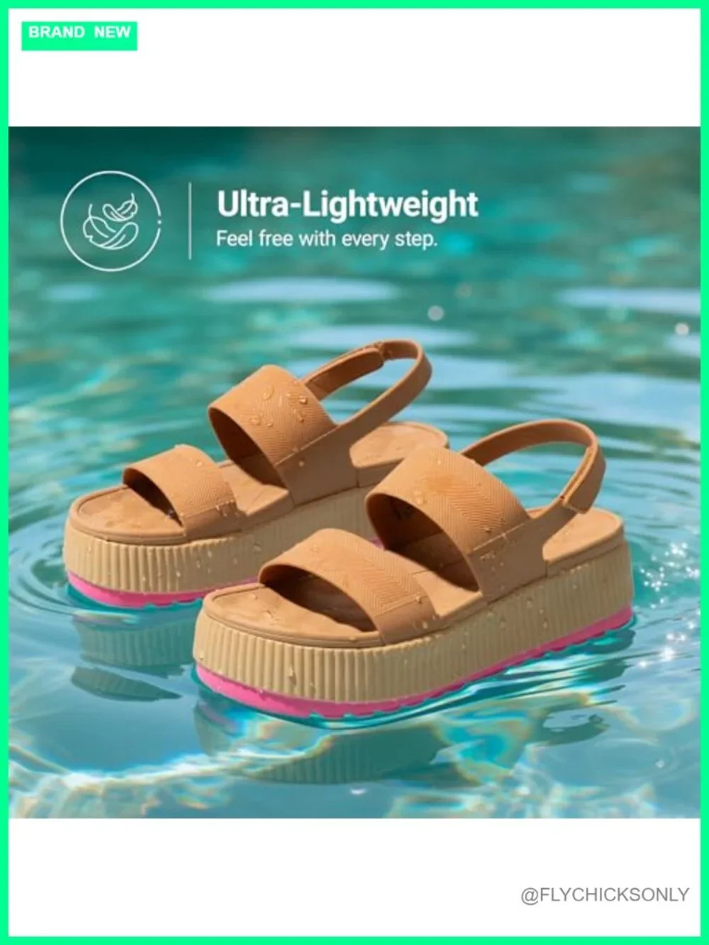 Waterproof Lightweight Platform Sandals, TPU Upper, Arch Support, Non-Slip